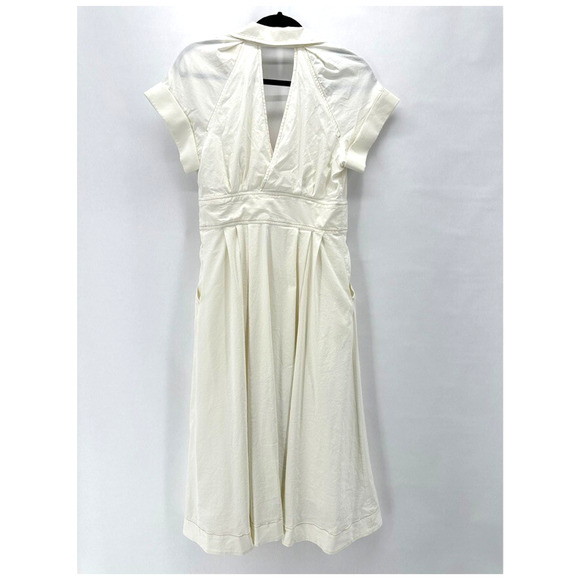 Maeve Poplin Midi Shirt Dress Womens 8 Ivory Front Slit Preppy Old Money Cottage - Picture 7 of 11